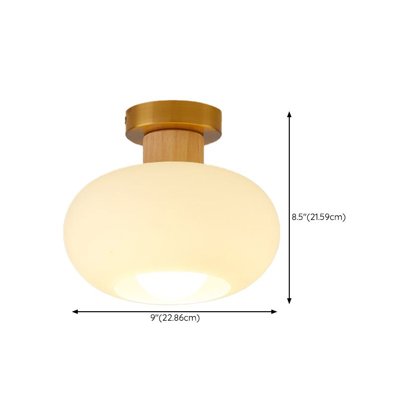 Contemporary Flush Mount Light Wooden Glass Flush Mount Ceiling Light Fixture