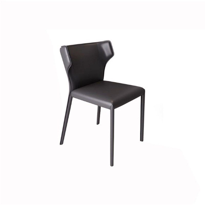 Faux Leather Armless Dining Chairs Modern Wingback Side Chair