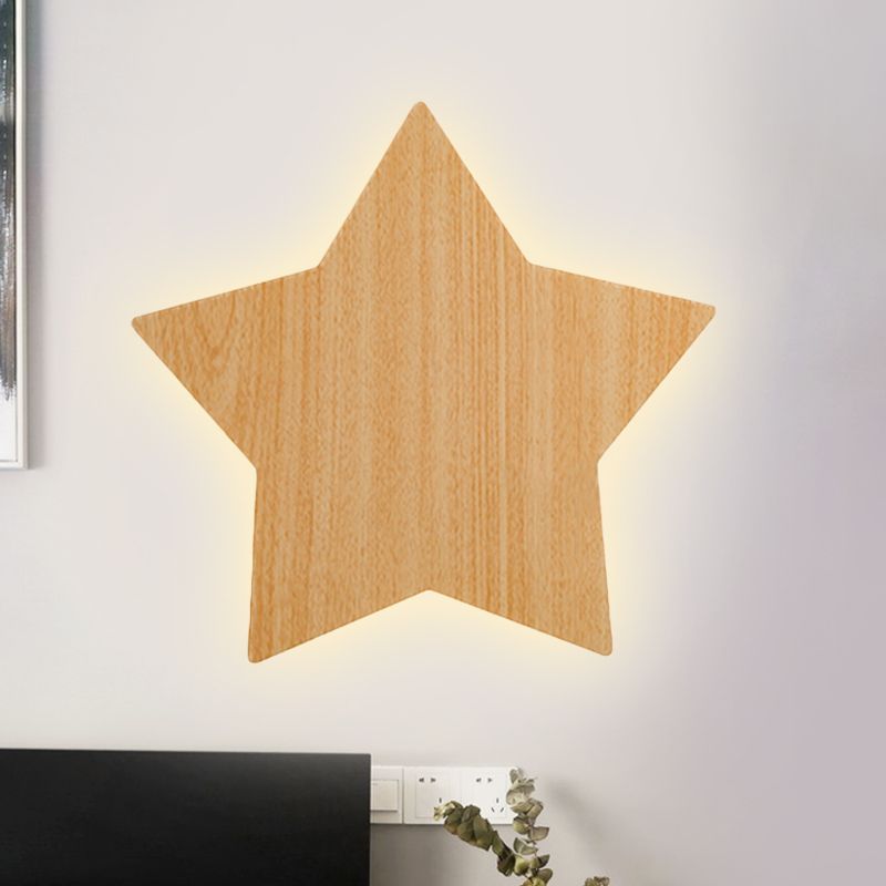 Contemporary Slim Panel Star Sconce Lamp Wooden LED Wall Light for Corridor Kitchen