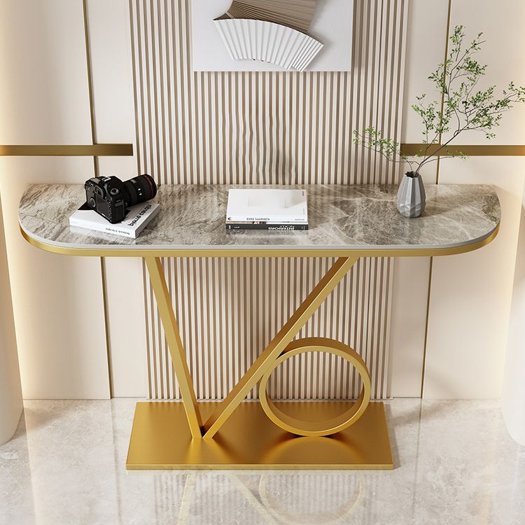 Glam Console Accent Table Antique Finish Half Moon Console Sofa Table