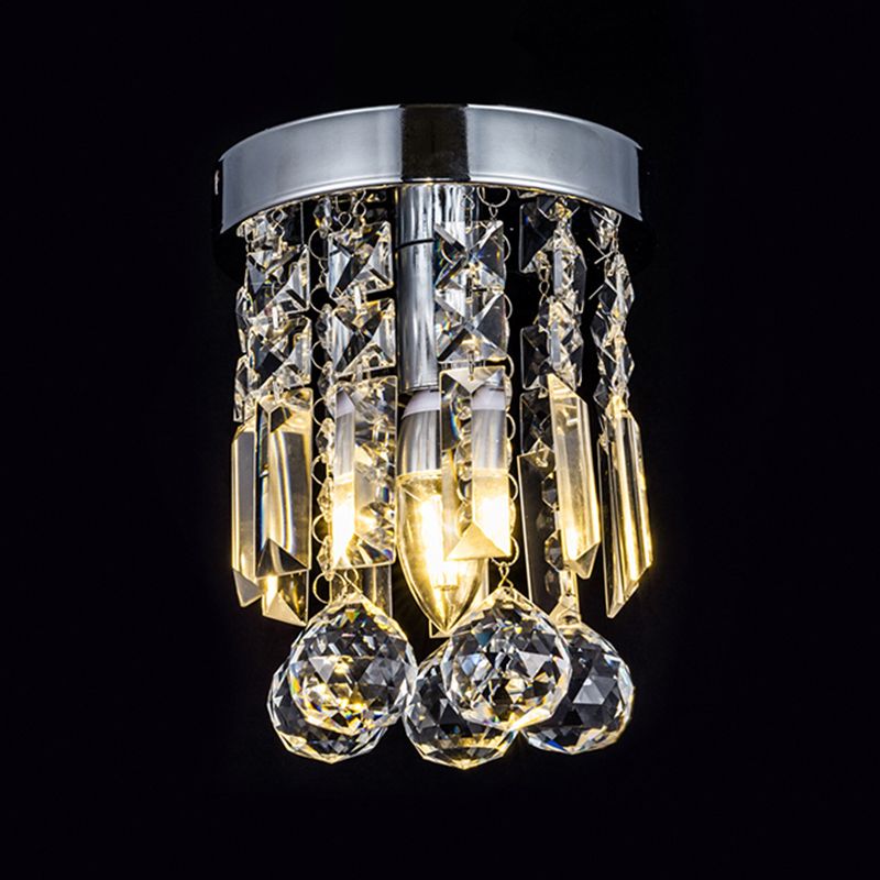 Teardrop Close to Ceiling Lighting Modern Style Crystal Chrome Ceiling Light Fixture