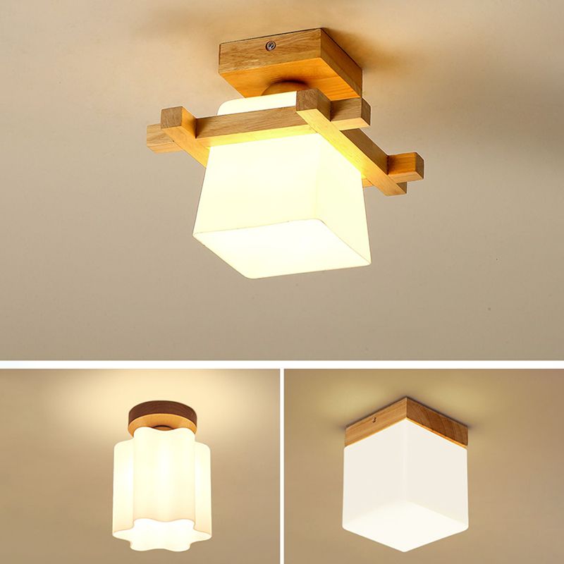 Modern Ceiling Light Wooden Flush Mount Ceiling Light Fixture for Bedroom