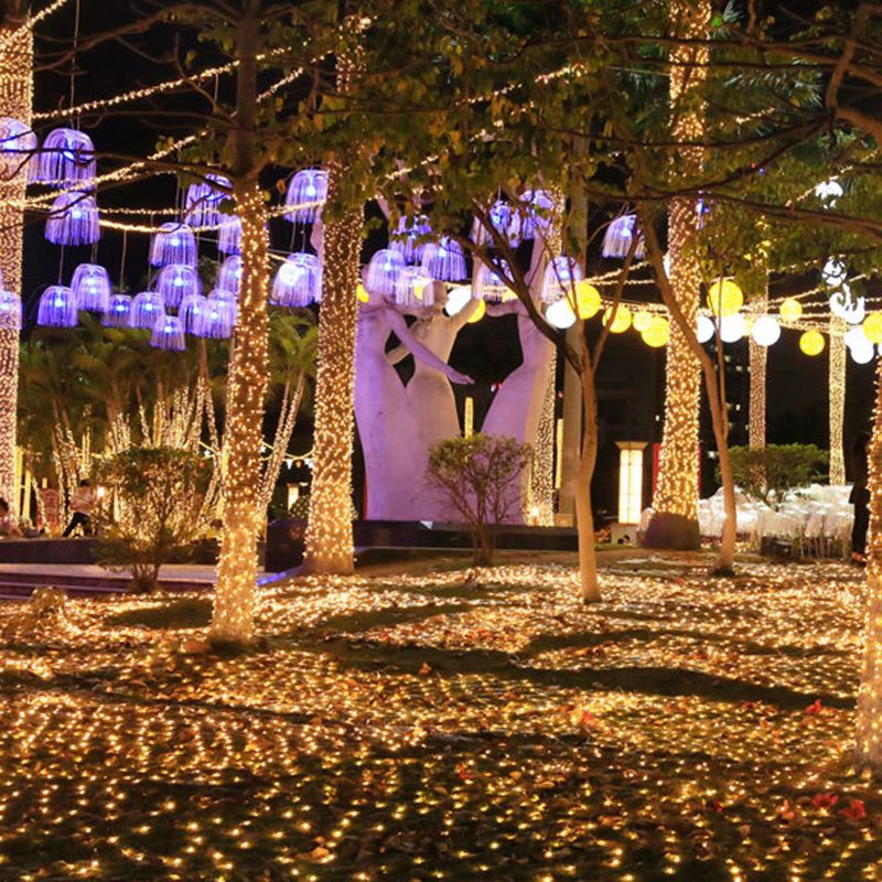 Net Shaped Solar Curtain String Light Set Nordic Plastic Outdoor LED Landscape Light