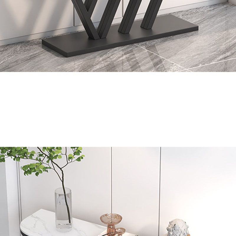 Stone Half Moon Console Table 31.5" Tall 1-shelf Accent Table for Hall
