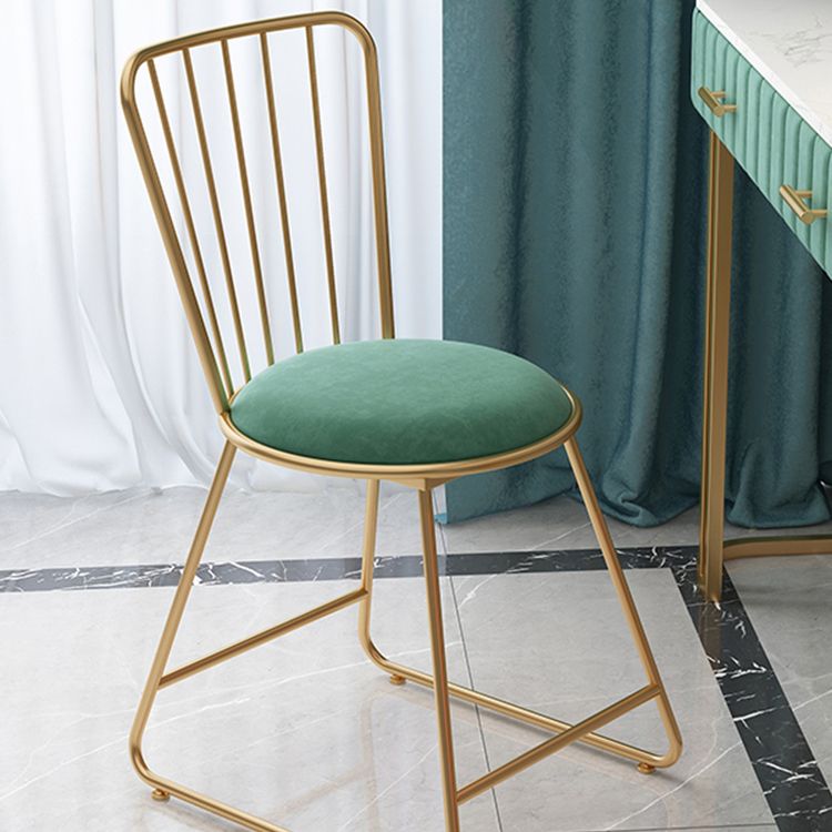 Glam Upholstered Armless Gold Legs Dining Room Side Dining Chair