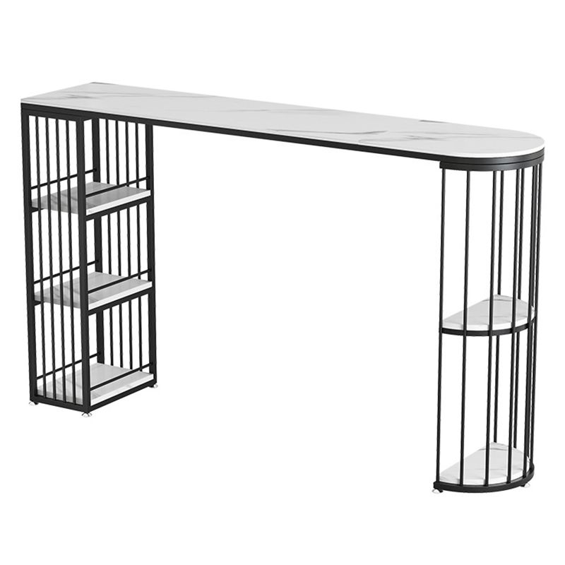 Modern Sintered Stone Bar Table Dining Table with Metal Base for Kitchen Living Room