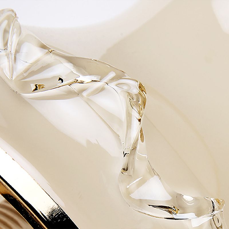 Simplicity Flared Wall Mount Lighting Single Matte White Glass Sconce Light in Gold