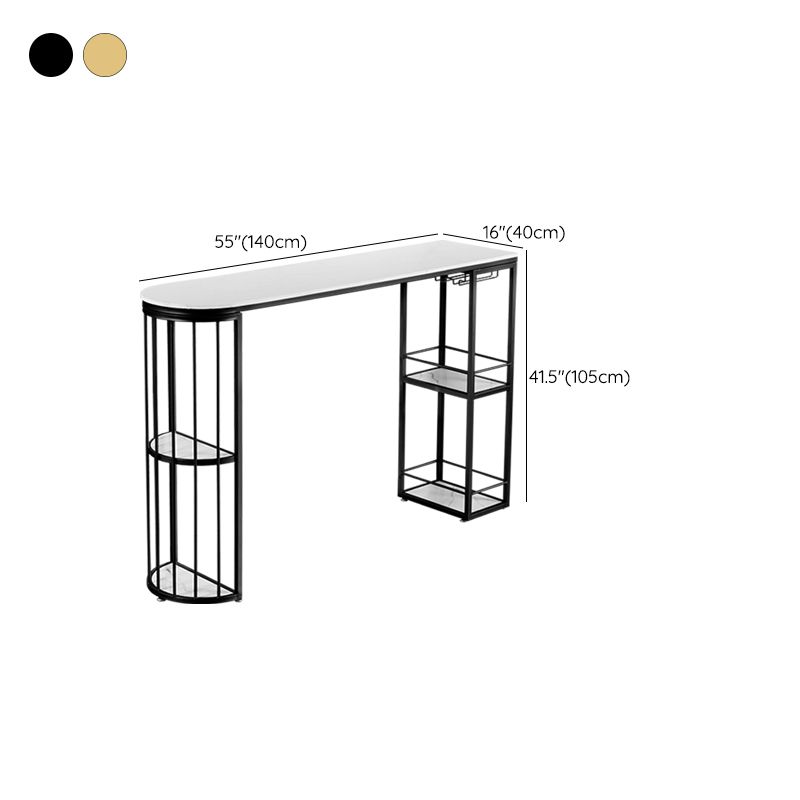 Marble Bar Table Double Pedestal Dining Table for Kitchen Living Room