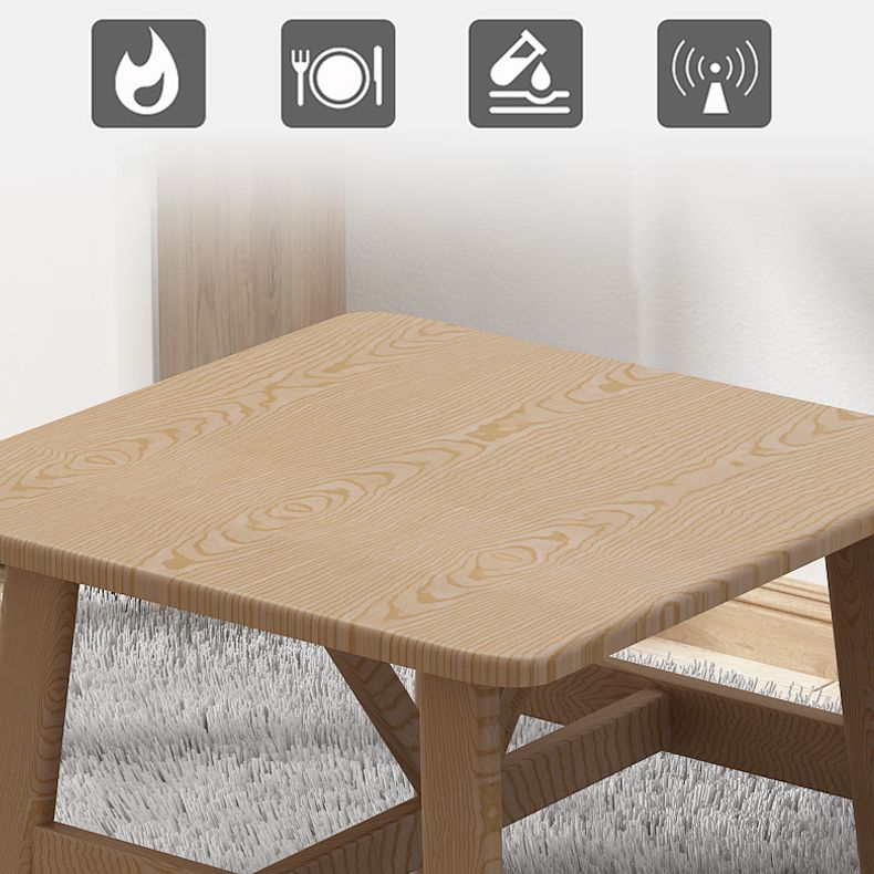 Square Dining Table Modern Plastic Tabletop with Metal Trestle Base