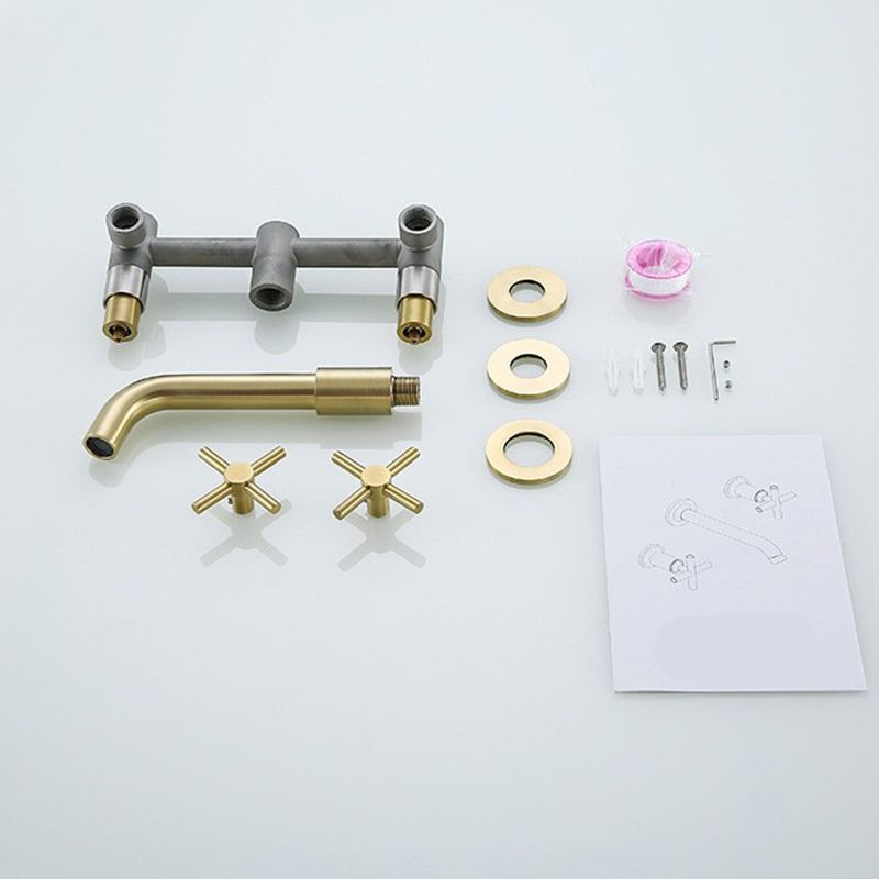 Glam Style Faucet 3 Holes Wall Mounted Bathroom Faucets with 2 Cross Handles