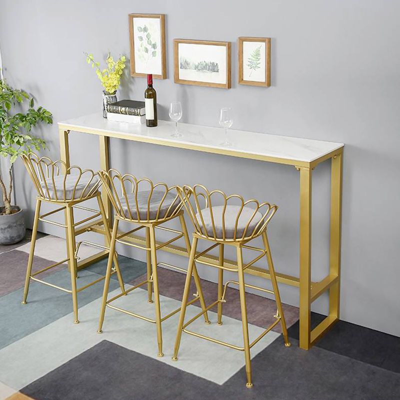 Nordic Bar Table Rectangle Stone Top Bistro Table with Pedal