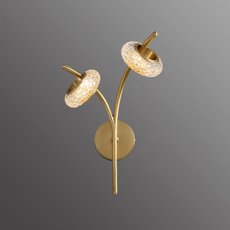 Modern Metal Wall Sconce Circular Shape Wall Light with Glass Shade for Bedroom