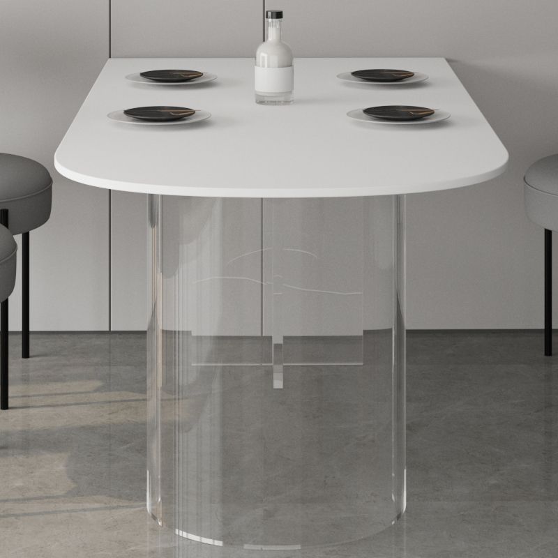 Oval Sintered Stone Dining Table Modern Furniture with Clear Acrylic Double Pedestal