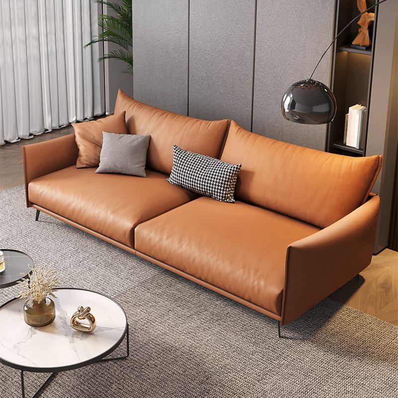 Contemporary Tuxedo Arm Sofa Standard Sofa with 2 Pillows for Living Room