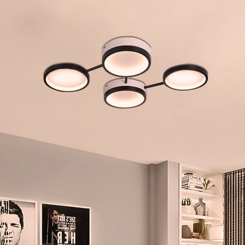 Black Molecular LED Flush Light Nordic Acrylic 4/5 Light Living Room Ceiling Lamp in Warm/White Light