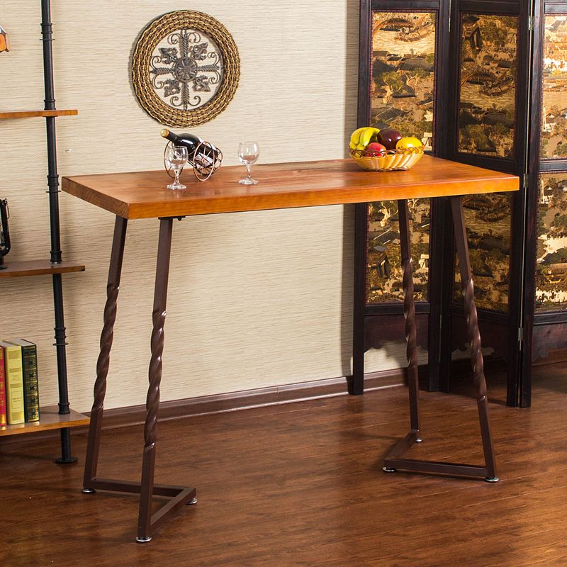 Industrial Style Solid Wood Pub Dining Set 1/2/5 Pcs Rectangular Pub Set for Home