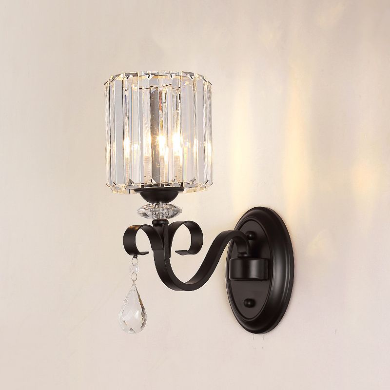 Crystal Geometric Shape Wall Light Modern Style 1/2 Light Wall Light Sconce in Black