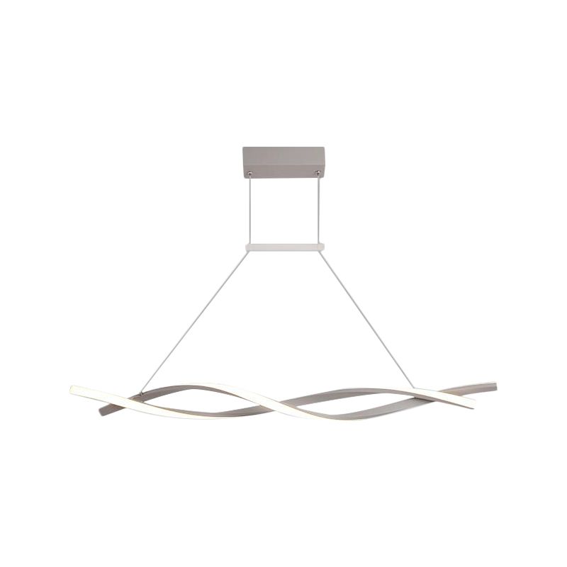 Stranded Linear Restaurant Hanging Light Acrylic Minimalist LED Island Pendant in Black/Grey, Warm/White Light
