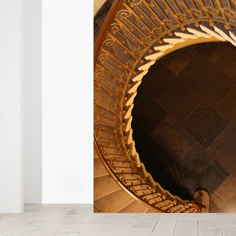 Yellow Stairway Wallpaper Mural Architecture Modern Moisture Resistant Wall Art for Home