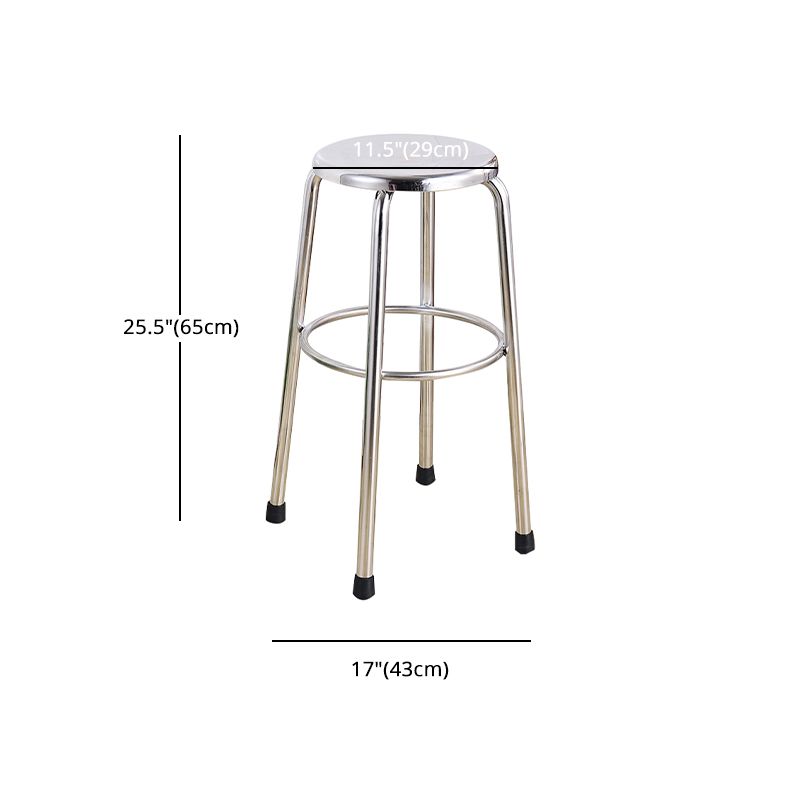 Modern Armless Backless Counter Stool Stainless Steel Laboratory Bar Stool with Pedal
