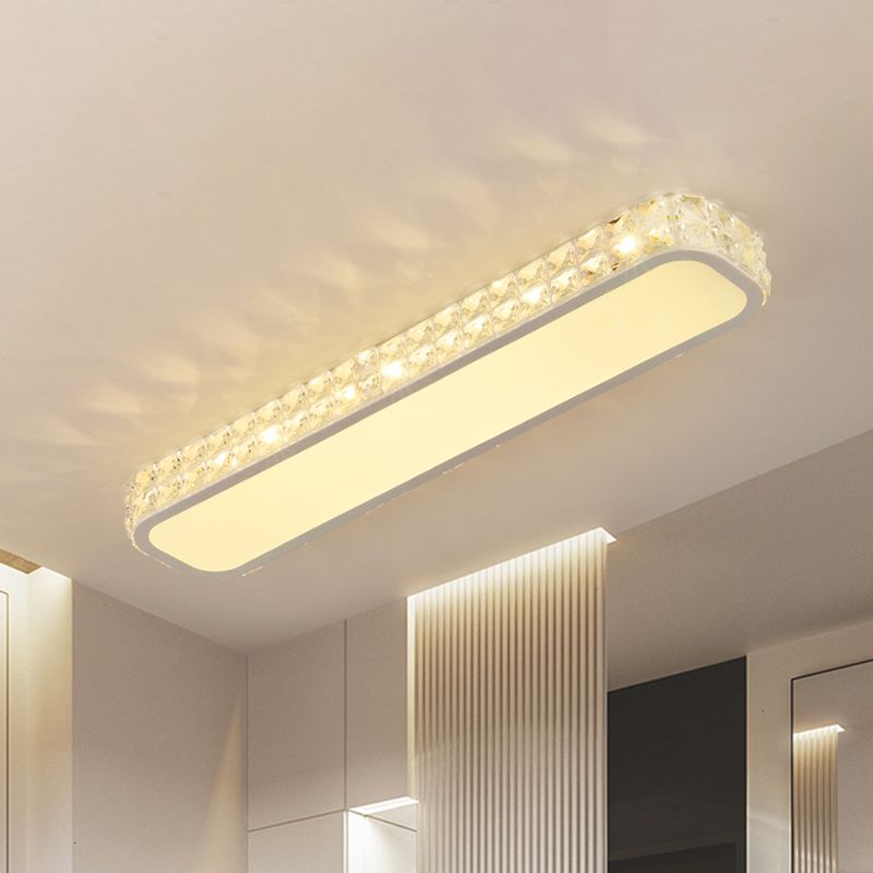 Cristal-Enflé Oblong Ceiling Flush Minimaliste Hallway 15 "/19" /23 " Long LED Flush Mounted Lamp in Black / White