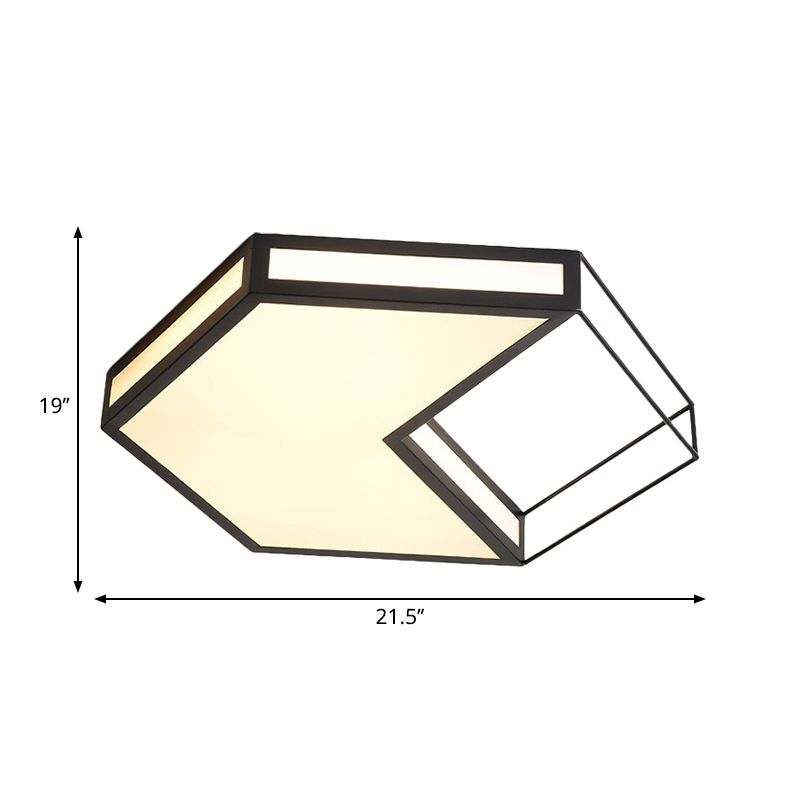 Black/Grey Hexagon/Square Flush Light Modern Acrylic Led Ceiling Flushmount in Third Gear