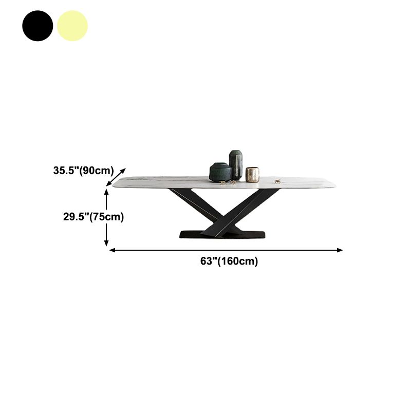 Traditional Luxury Dining Site Table Rectangle Stone Furniture with Pedestal Base