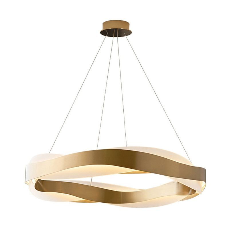 Metalen cirkelvormige kroonluchter verlichtingsarmaturen moderne stijl 1-licht hangende lamp in goud