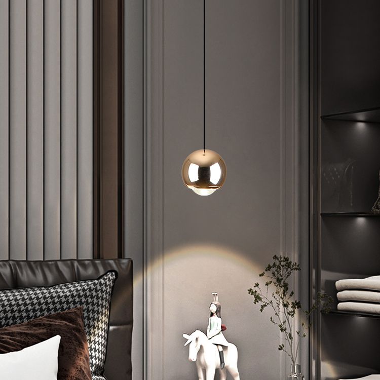 Modern Style Spherical Shape Hanging Light Metal 1 Light Pendant Lamp for Bedroom