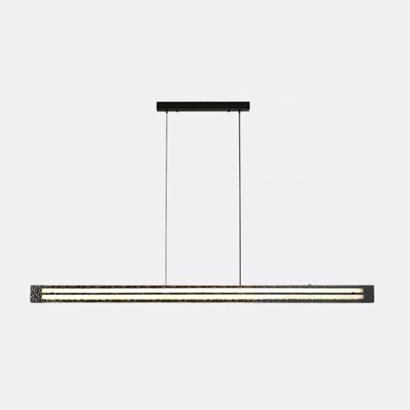 Contemporary Hanging Light Linear LED Island Light Fixture with Glass for Dining Room