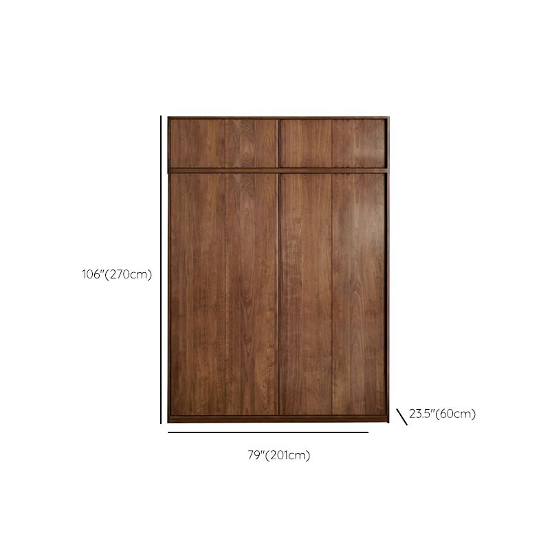 Walnut Solid Wood Wardrobe Freestanding Wardrobe with Sliding Doors