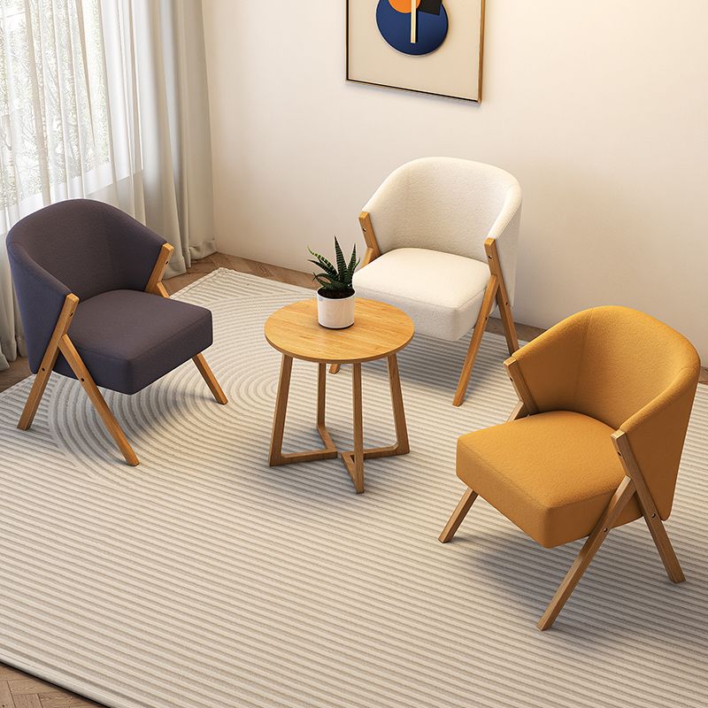 Scandinavian Wooden Accent Armchair Solid Color Arms Included Armchair