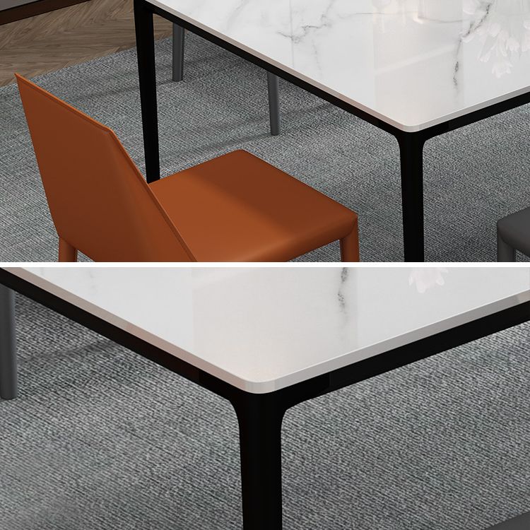 Tavolo da pranzo in pietra sinterizzato in stile moderno 4 gambe base tavolo rettangolo per casa