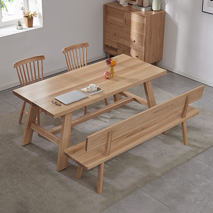 Pine Wooden Rectangle Table Modern Dining Table with Trestle Base for Restaurant