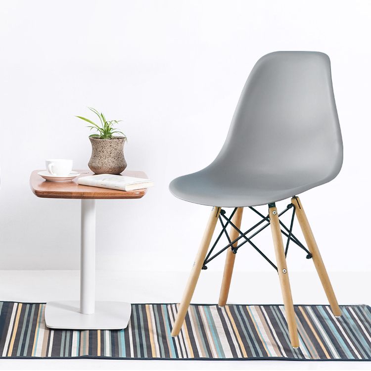 Armless Dining Chairs Eames Side Dining Chairs with Wood Legs (Set of 4)