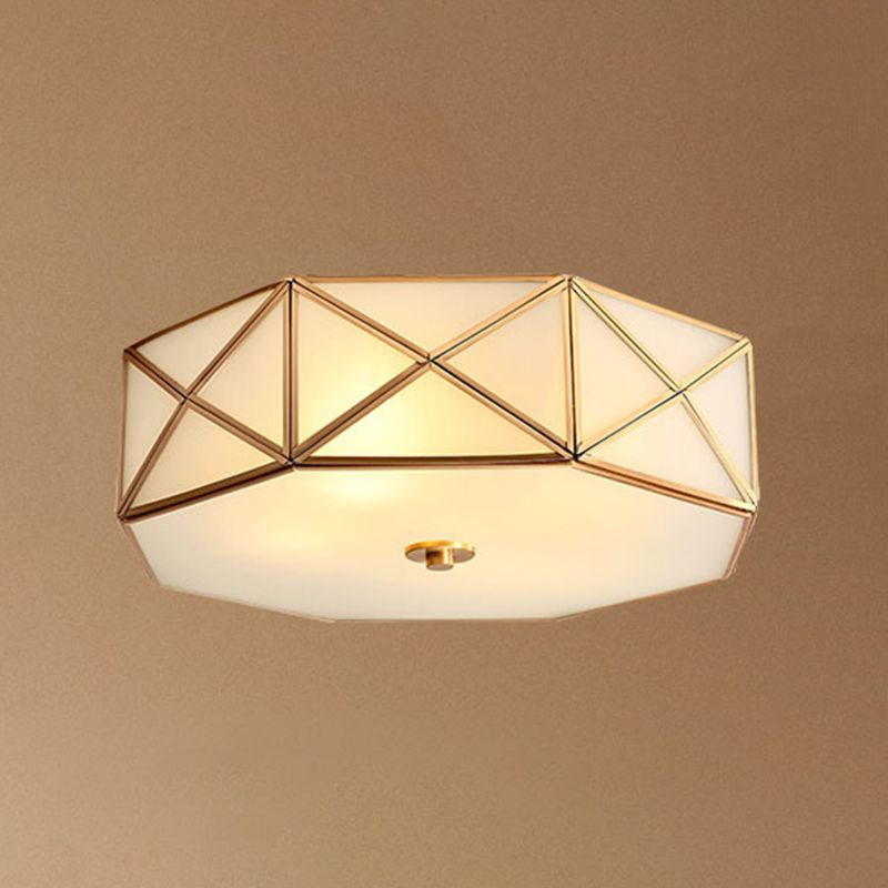 Plafonnier en verre et laiton de Style rétro colonial, plafonnier géométrique en cuivre pour le salon