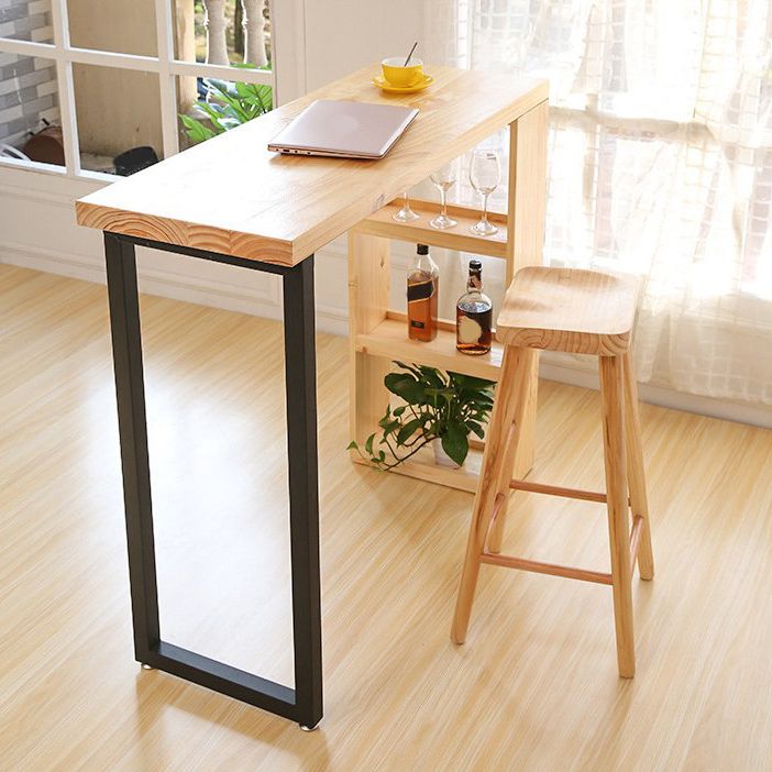 Luxury Rectangle Solid Wood Bar Table Set 1/2/3 Pieces Counter Table with Backless Stools