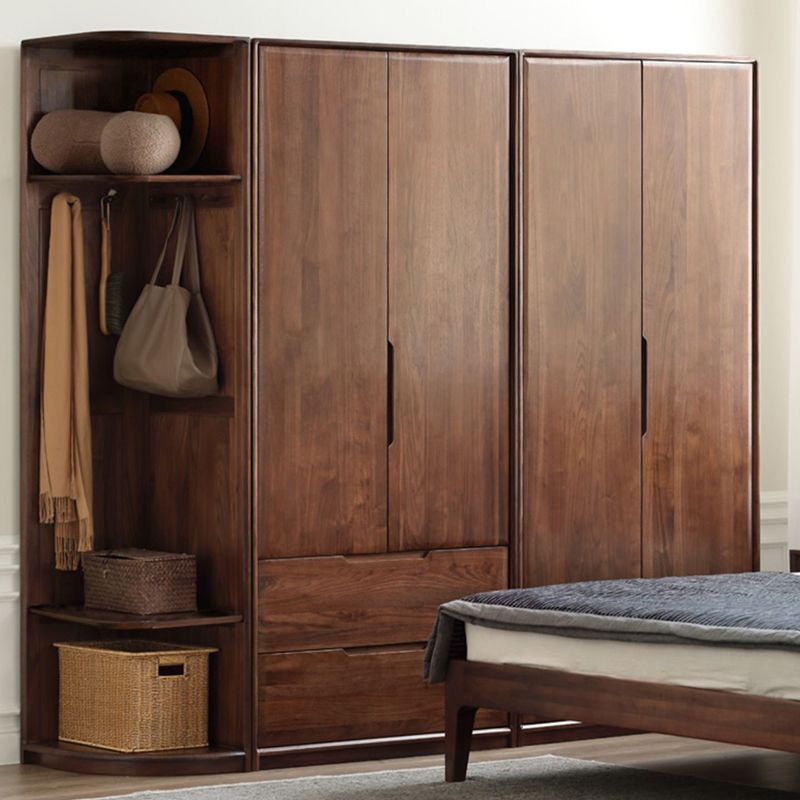 Contemporary Brown Storage Cabinet Solid Wood Wardrobe Cabinet