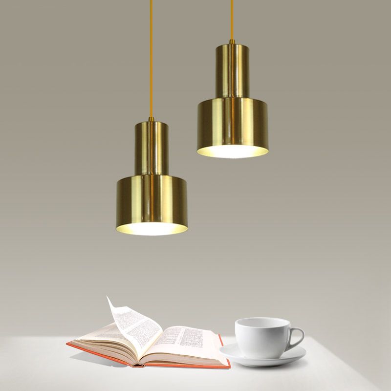 Lampe à suspension en fer électroplate dans le pendentif simple cylindroid moderne de style luxueux