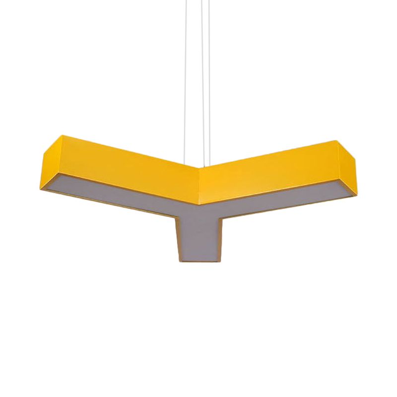 LED Kindergarten Chandelier Lamp Kids Red/Yellow Hanging Light Fixture with Y-Like Acrylic Shade