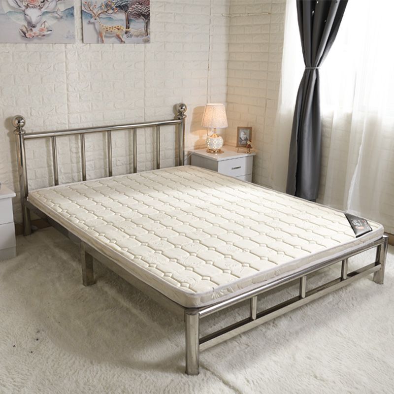 Silver Modern Steel Bed Rectangular Standard Bed with Metal Legs