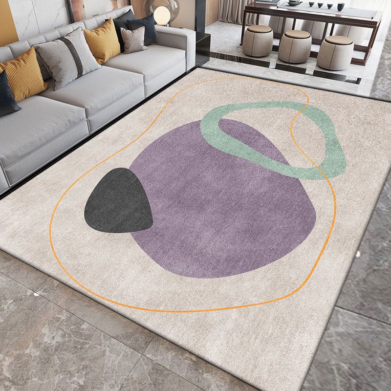 Beige Nordic Carpet Polyester Color Piece Area Rug Stain Resistant Rug for Sitting Room