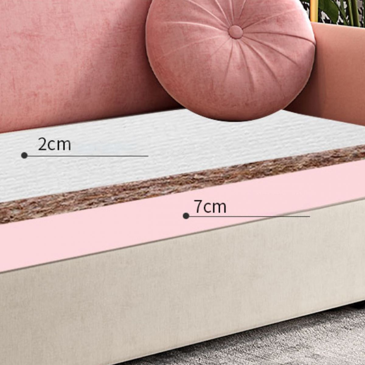 Square Arms Futon Foldable Pillow Included Pink Sleeper Sofa with Storage