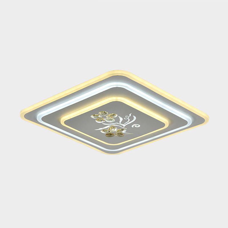 Rotondo / Quadrato Cristallo Soffitto Lampada LED Parlour Flush Monte Recata Illuminazione in bianco