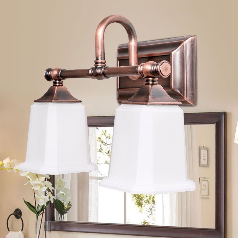 Glass Vanity Light Modern Style Mirror Front Light with Glass Shade for Bathroom