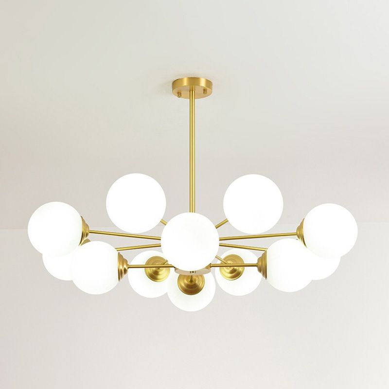Luz de vidrio de leche múltiples luces colgantes lámpara de lámpara industrial globo colgante de oro en oro