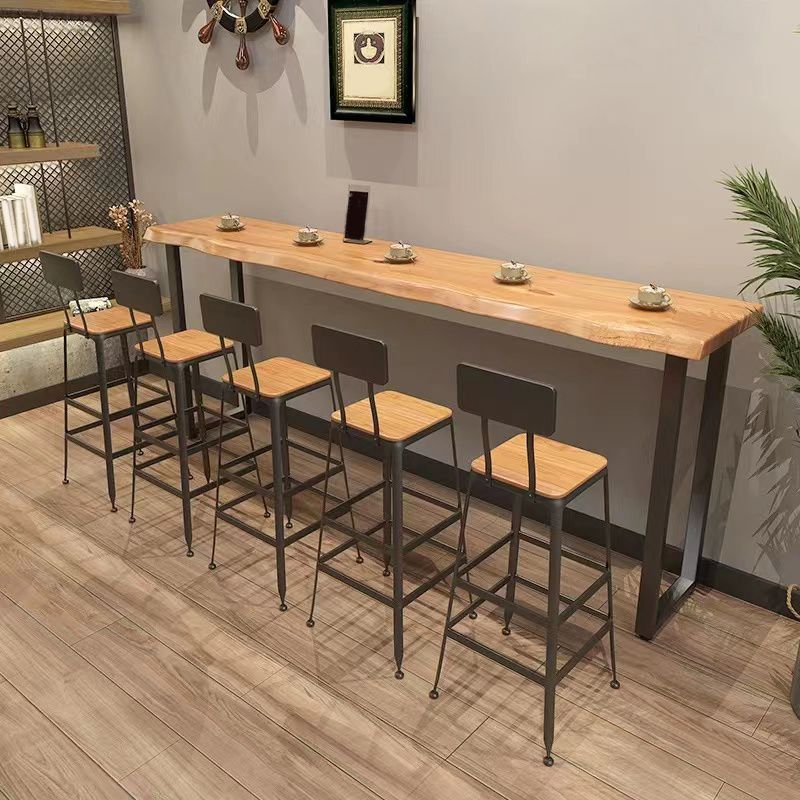 Industrial 1/2/6 Pieces Bar Table Set Wood Counter Table with High Stools