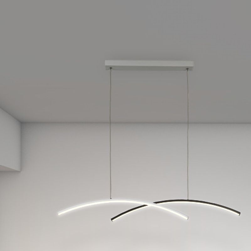 Black and White Ceiling Pendant Fixture Aluminum LED 2 - Light Kitchen Island Light