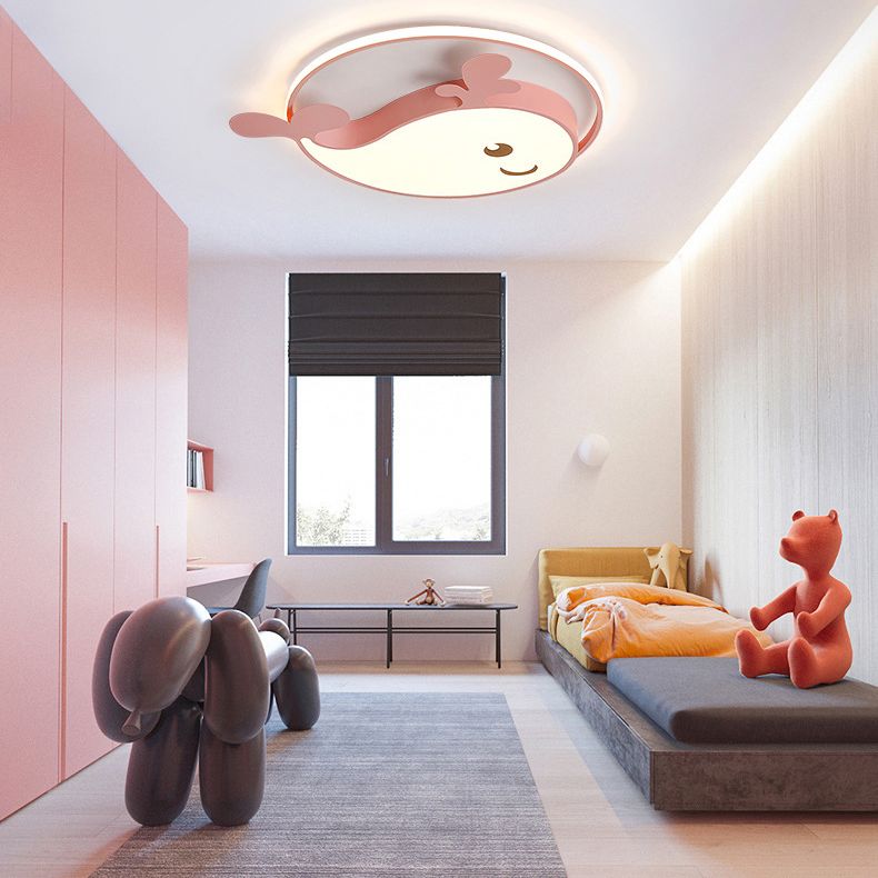 Cute Cartoon Whale Acrylic LED Ceiling Light Eye Protection Kindergarten Lighting Fixture for Girls Boys Room