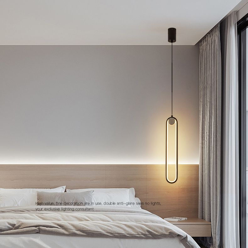 Acrylic Oblong LED Pendant Light in Modern Simplicity Aluminium Hanging Light for Interior Spaces